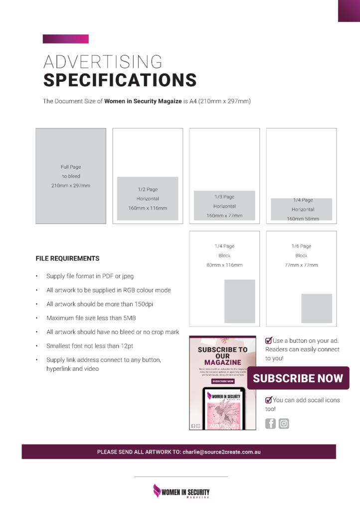 Women in Security Magazine Media Kit Ad Specifications